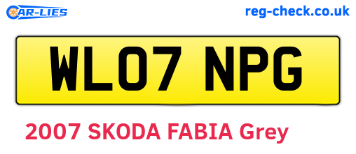 WL07NPG are the vehicle registration plates.