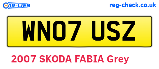 WN07USZ are the vehicle registration plates.