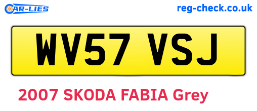 WV57VSJ are the vehicle registration plates.