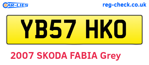 YB57HKO are the vehicle registration plates.