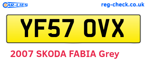 YF57OVX are the vehicle registration plates.