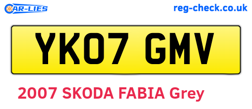 YK07GMV are the vehicle registration plates.