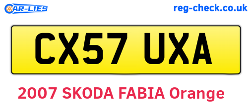 CX57UXA are the vehicle registration plates.