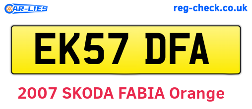 EK57DFA are the vehicle registration plates.