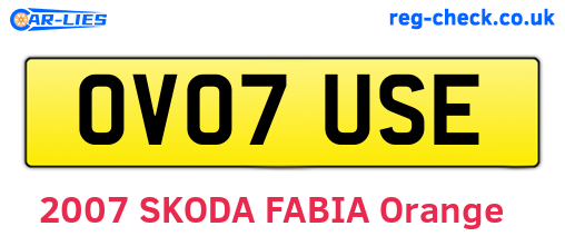 OV07USE are the vehicle registration plates.