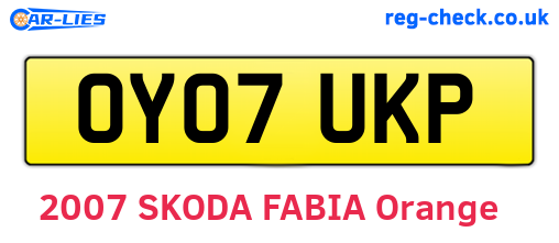 OY07UKP are the vehicle registration plates.