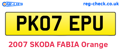PK07EPU are the vehicle registration plates.