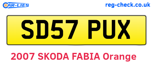 SD57PUX are the vehicle registration plates.
