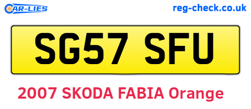 SG57SFU are the vehicle registration plates.