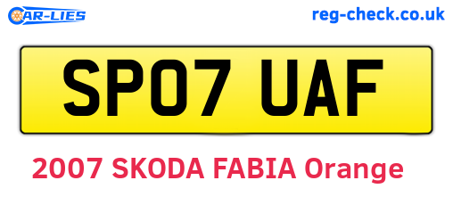 SP07UAF are the vehicle registration plates.