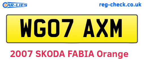 WG07AXM are the vehicle registration plates.