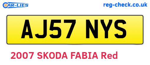 AJ57NYS are the vehicle registration plates.