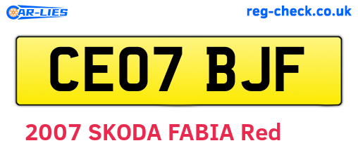 CE07BJF are the vehicle registration plates.