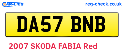 DA57BNB are the vehicle registration plates.