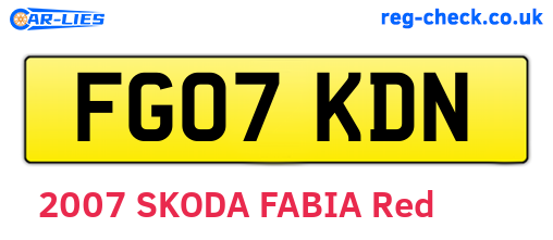 FG07KDN are the vehicle registration plates.