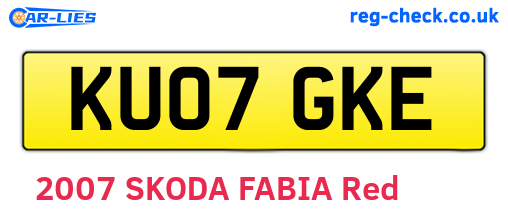 KU07GKE are the vehicle registration plates.