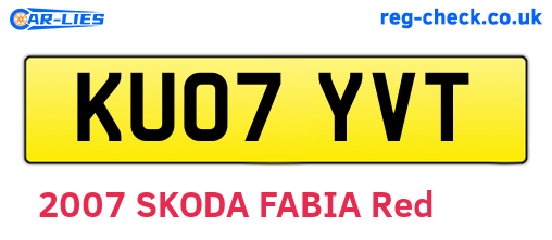 KU07YVT are the vehicle registration plates.