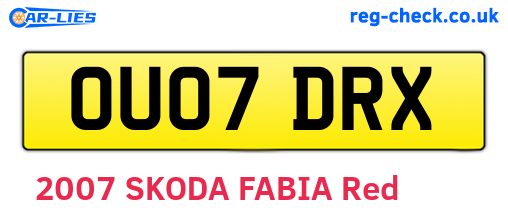 OU07DRX are the vehicle registration plates.