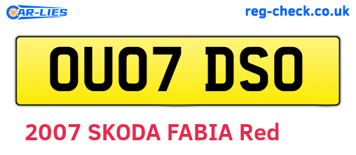 OU07DSO are the vehicle registration plates.