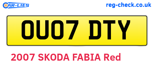 OU07DTY are the vehicle registration plates.