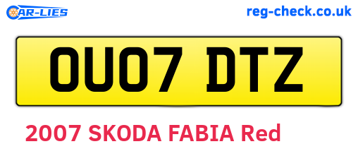 OU07DTZ are the vehicle registration plates.