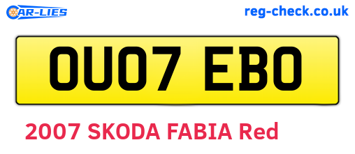 OU07EBO are the vehicle registration plates.
