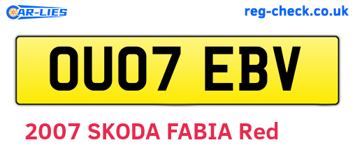 OU07EBV are the vehicle registration plates.