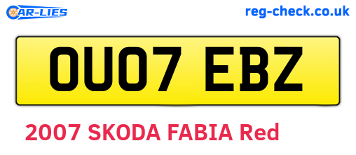 OU07EBZ are the vehicle registration plates.