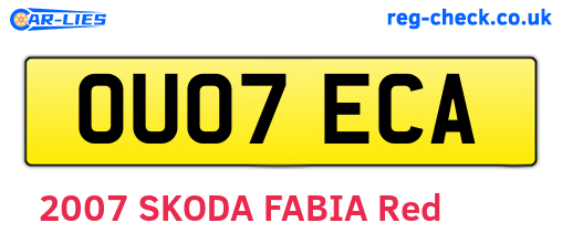OU07ECA are the vehicle registration plates.