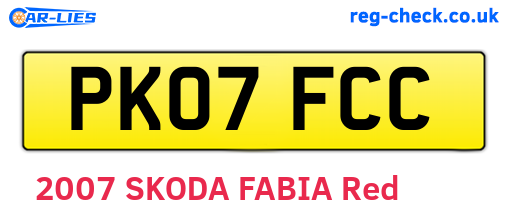 PK07FCC are the vehicle registration plates.