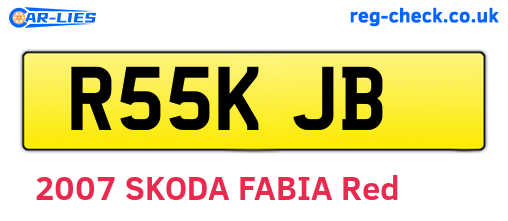 R55KJB are the vehicle registration plates.