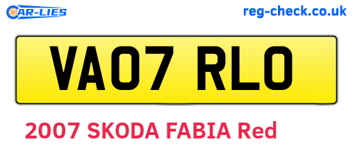 VA07RLO are the vehicle registration plates.