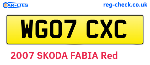 WG07CXC are the vehicle registration plates.