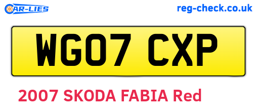 WG07CXP are the vehicle registration plates.