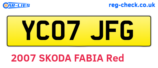 YC07JFG are the vehicle registration plates.