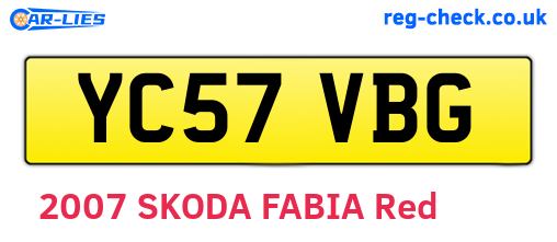 YC57VBG are the vehicle registration plates.