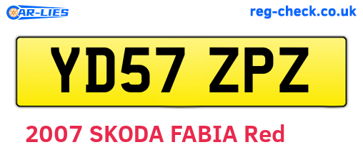 YD57ZPZ are the vehicle registration plates.