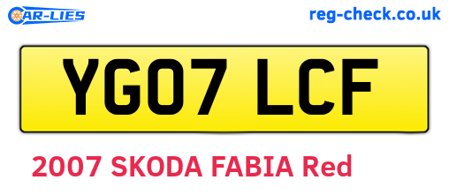 YG07LCF are the vehicle registration plates.