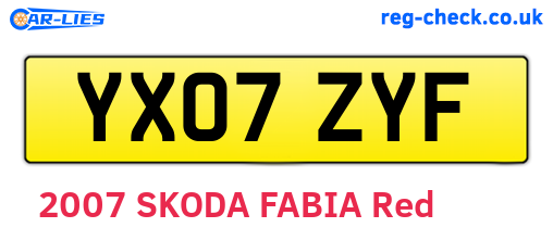 YX07ZYF are the vehicle registration plates.