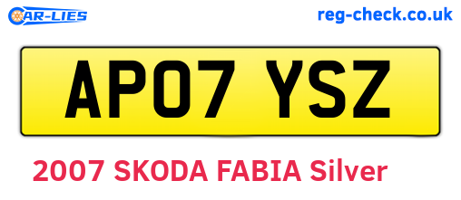 AP07YSZ are the vehicle registration plates.