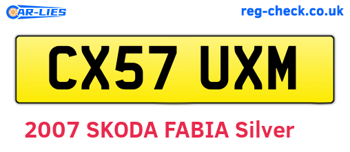 CX57UXM are the vehicle registration plates.