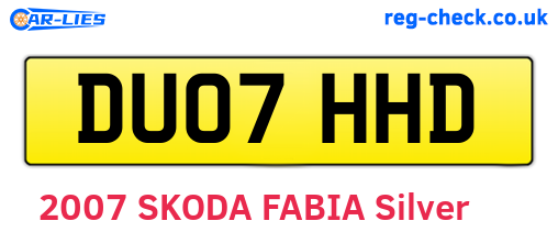 DU07HHD are the vehicle registration plates.