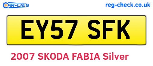 EY57SFK are the vehicle registration plates.