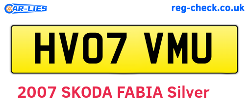 HV07VMU are the vehicle registration plates.