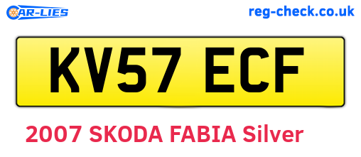 KV57ECF are the vehicle registration plates.