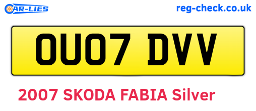 OU07DVV are the vehicle registration plates.