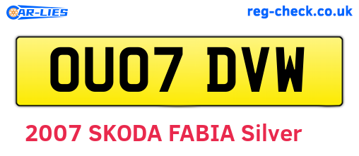 OU07DVW are the vehicle registration plates.