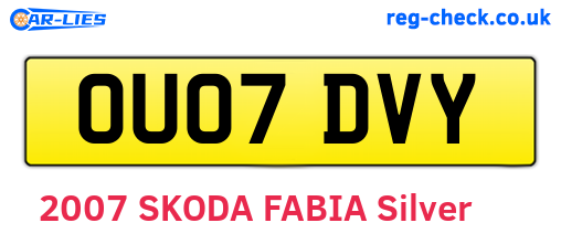 OU07DVY are the vehicle registration plates.