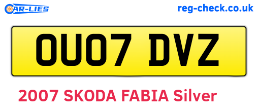 OU07DVZ are the vehicle registration plates.