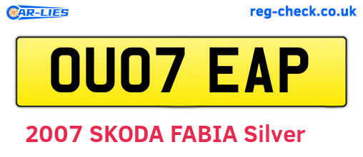 OU07EAP are the vehicle registration plates.
